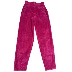 Vintage Italian Pennyblack Magenta Corduroy High Waisted Zipper Ankle Pants 4